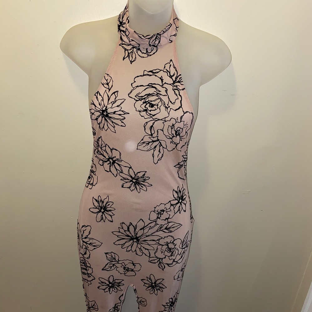 Forever21 nude & black jumpsuit